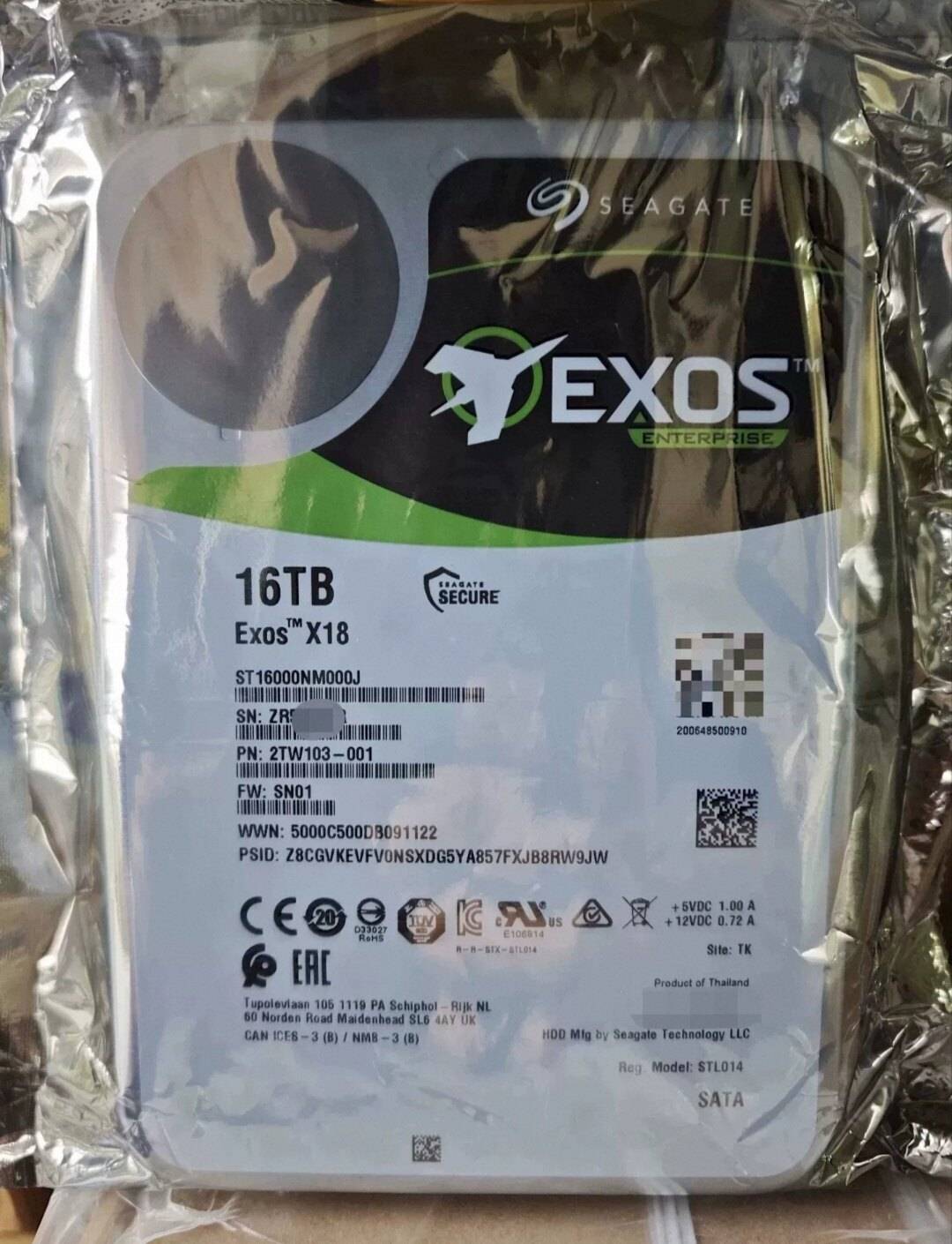 二手 ST16000NM000J 外置企业级 16T 彩色标签