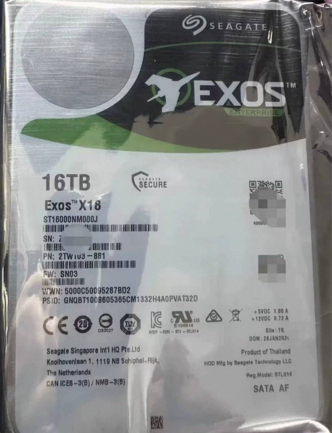 二手 ST16000NM000J 外置企业级 16T 彩色标签