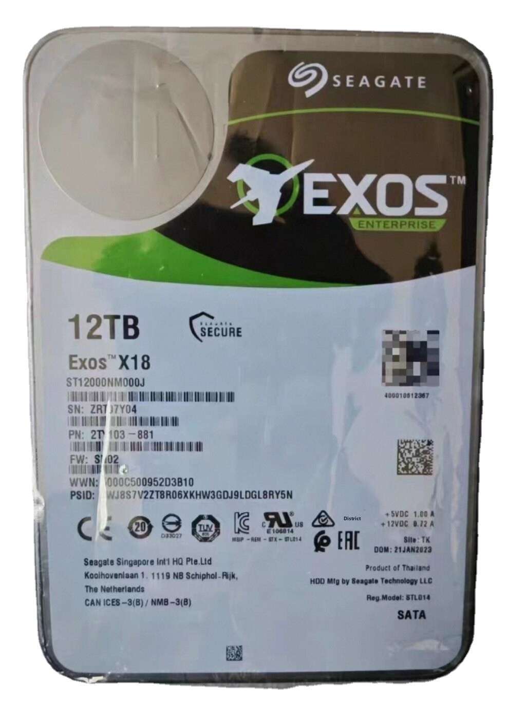 ST12000NM000J 企业级外置 12TB 硬盘