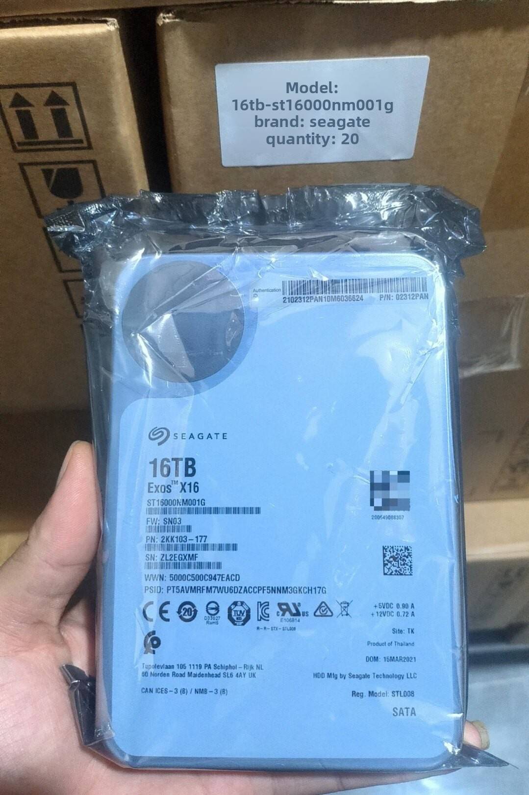 二手 ST16000NM001G 16T 外置企业级硬盘，彩色标签，已拆解