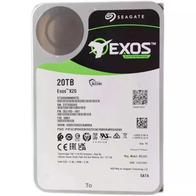 ST20000NM007D 兼容企业级 35 英寸 20TB 磁盘阵列服务器 SATA 内置硬盘，256MB 缓存，7200 转/分